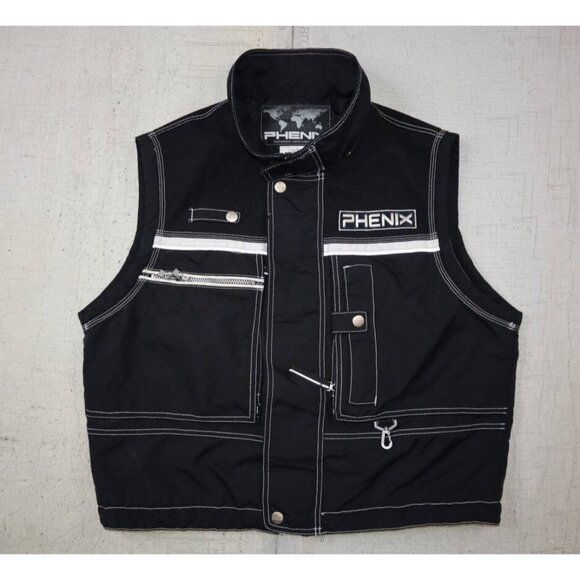 Phenix Black Ski Snowboard Vest Full Zip Snaps Pockets Size Large - Picture 1 of 8